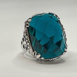 Silpada Sterling Silver Caspian Sea Aqua Ring size 8 EUC